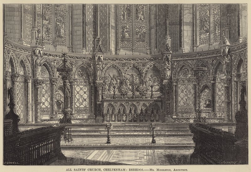Église de Tous les Saints, Cheltenham, Reredos (gravure) - English School