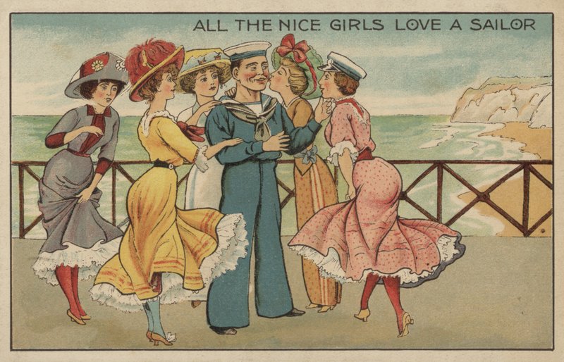 Toutes les jolies filles aiment un marin (lithographie en couleur) - English School