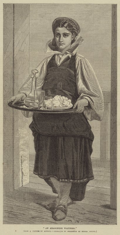 Une serveuse aragonaise (gravure) - English School