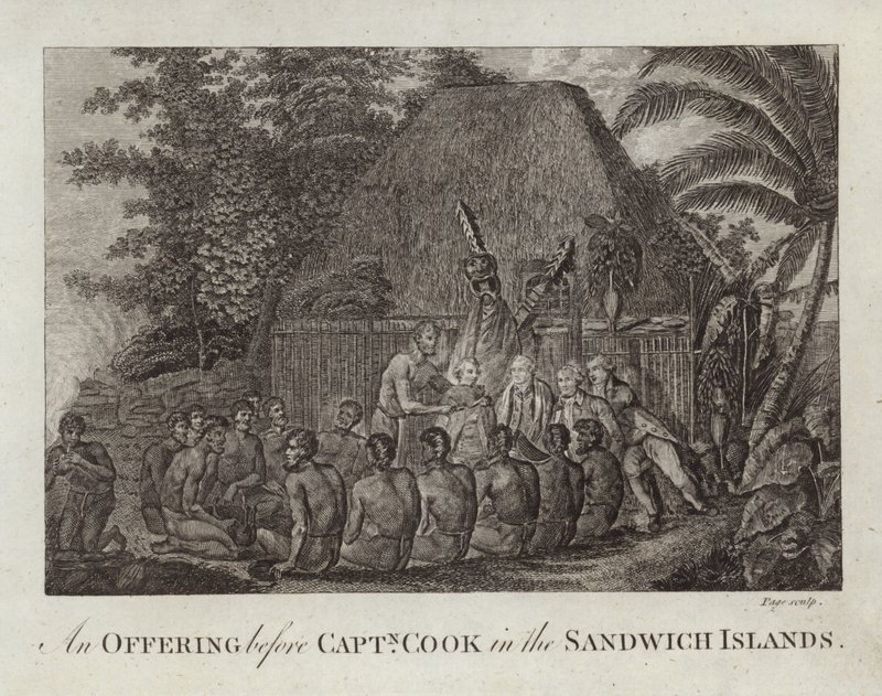 Une offrande devant le capitaine Cook - English School