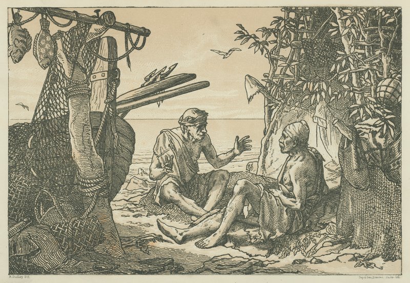 Pêcheurs de la Grèce antique (lithographie) - English School