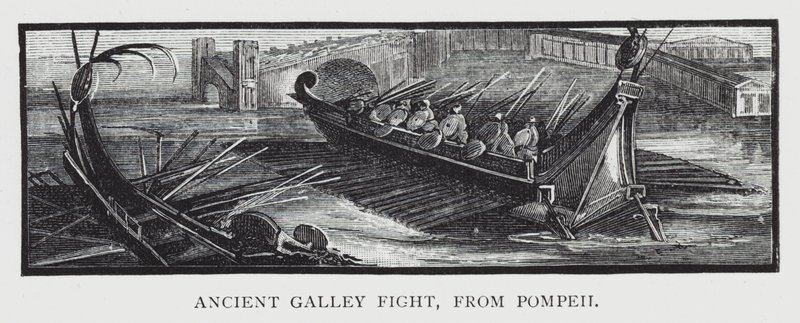 Combat de galerie antique, de Pompéi (gravure) - English School