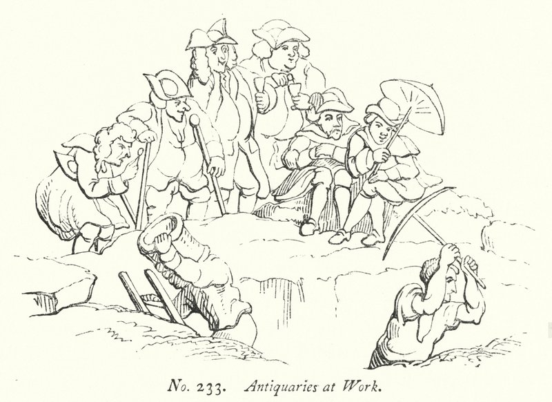 Antiquaires au travail (gravure) - English School