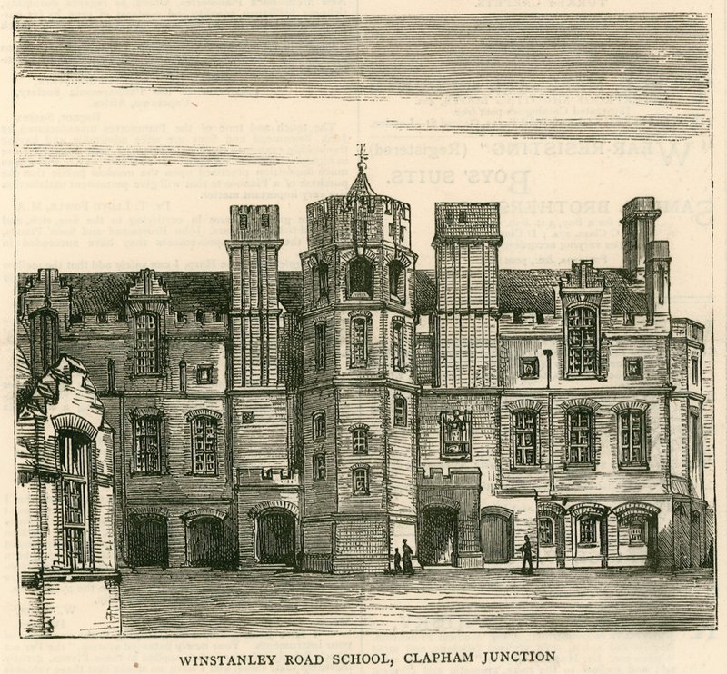 Architecture du London School Board : Winstanley Road School, Clapham Junction, Londres - English School