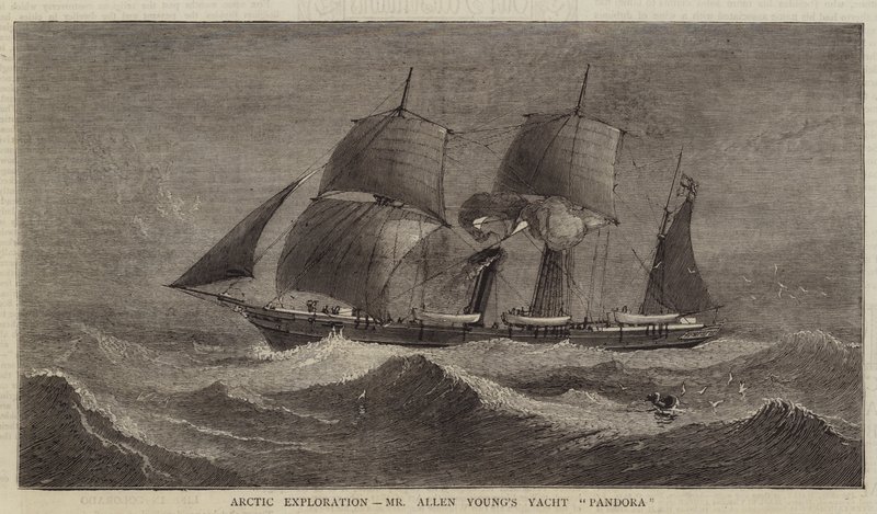 Exploration arctique, le yacht "Pandora" de M. Allen Young (gravure) - English School