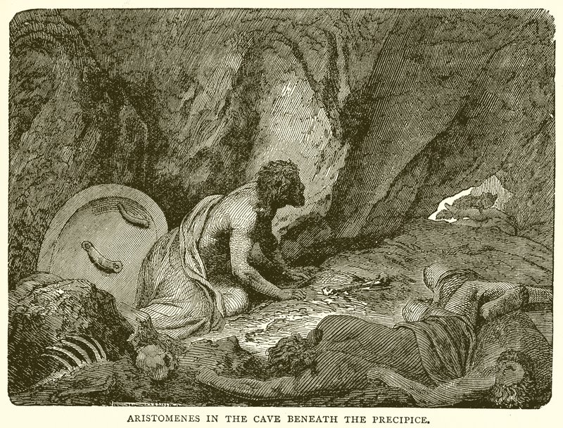 Aristomène dans la grotte sous la falaise - English School