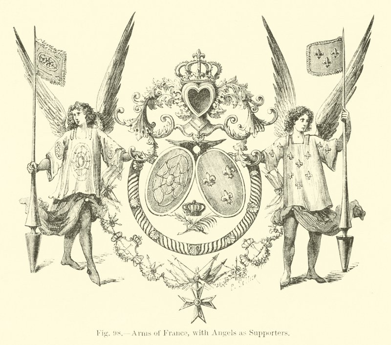 Armoiries de France, avec des Anges comme Supporteurs - English School