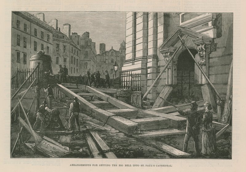 Dispositions pour installer la grande cloche dans la cathédrale Saint-Paul - English School