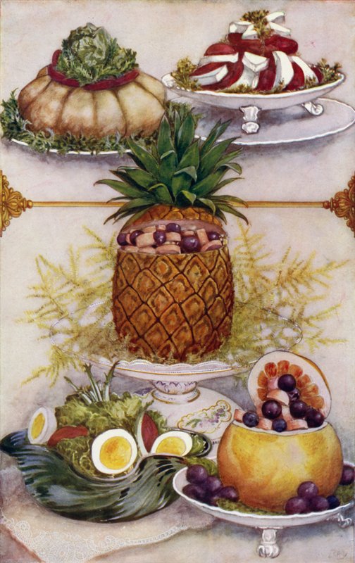 Arrangements pour servir des salades dans des fruits évidés - English School