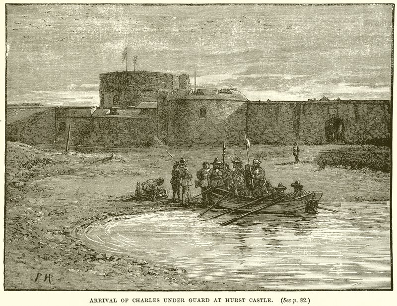 Arrivée de Charles sous garde à Hurst Castle - English School