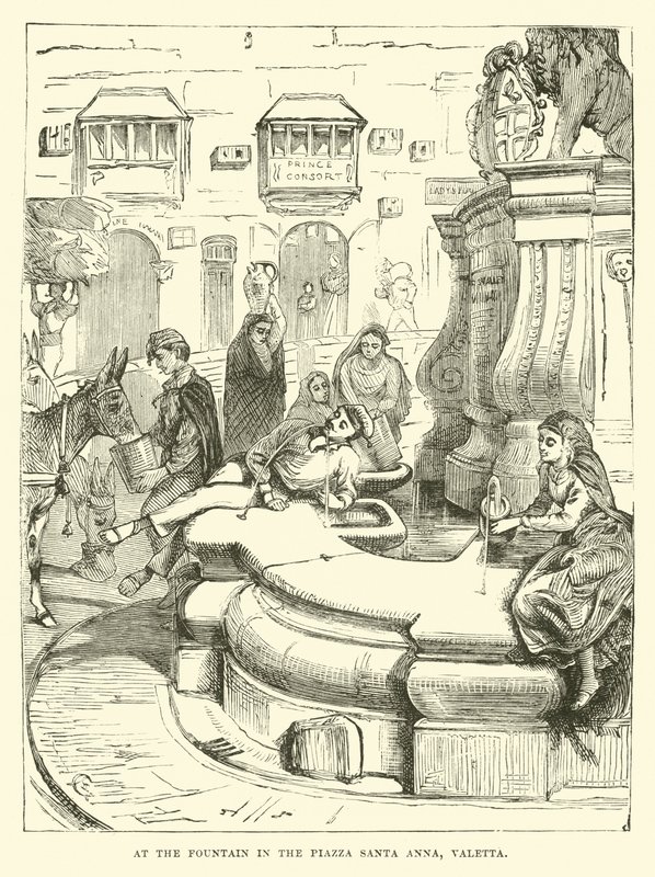 À la fontaine de la Piazza Santa Anna, La Valette - English School
