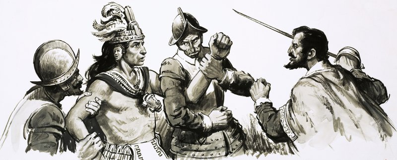 Atahualpa, le dieu-roi inca, est venu rencontrer les envahisseurs espagnols de manière amicale - English School