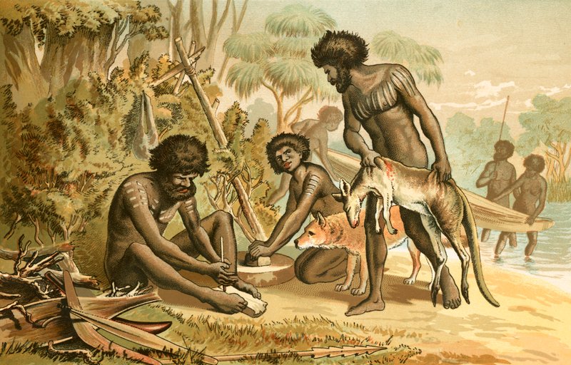 Aborigènes australiens préparant un repas - English School