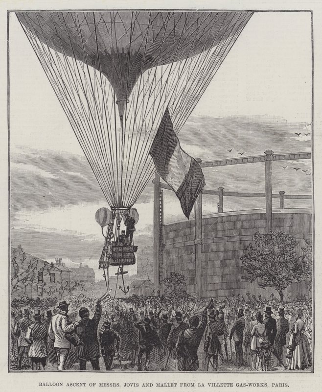 Ascension en Montgolfière de Messieurs Jovis et Mallet depuis les Usines à Gaz de La Villette, Paris - English School