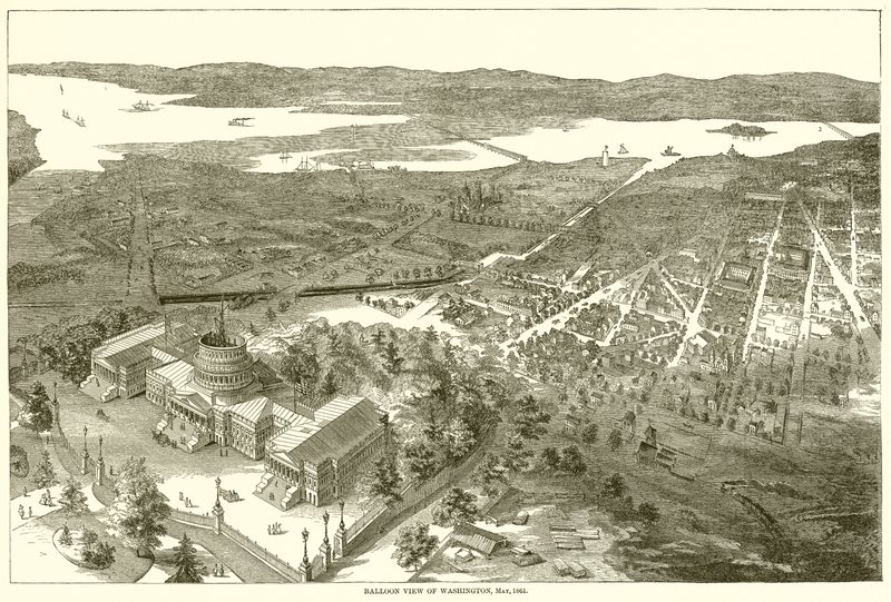 Vue en ballon de Washington, mai 1861 - English School