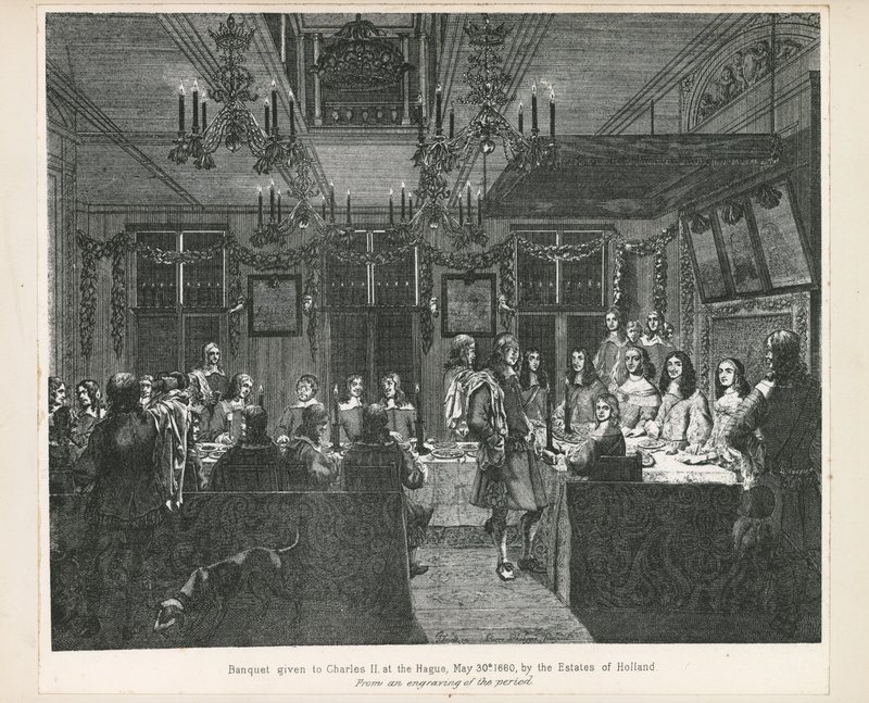 Banquet donné au roi Charles II, 30 mai 1660, par les États de Hollande - English School