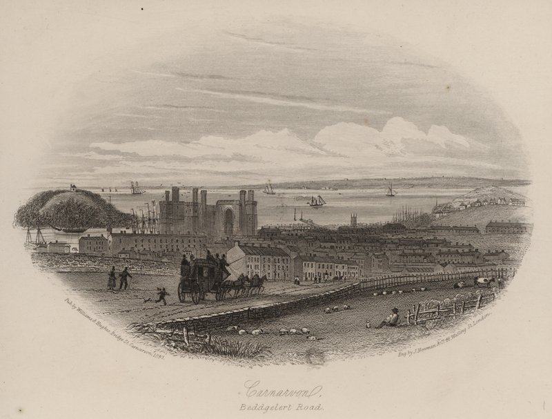 Route de Beddgelert, Caernarfon, Nord du Pays de Galles (gravure) - English School