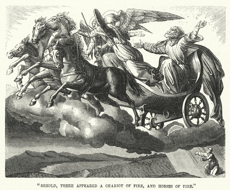 "Voici, il apparut un char de feu, et des chevaux de feu" (gravure) - English School