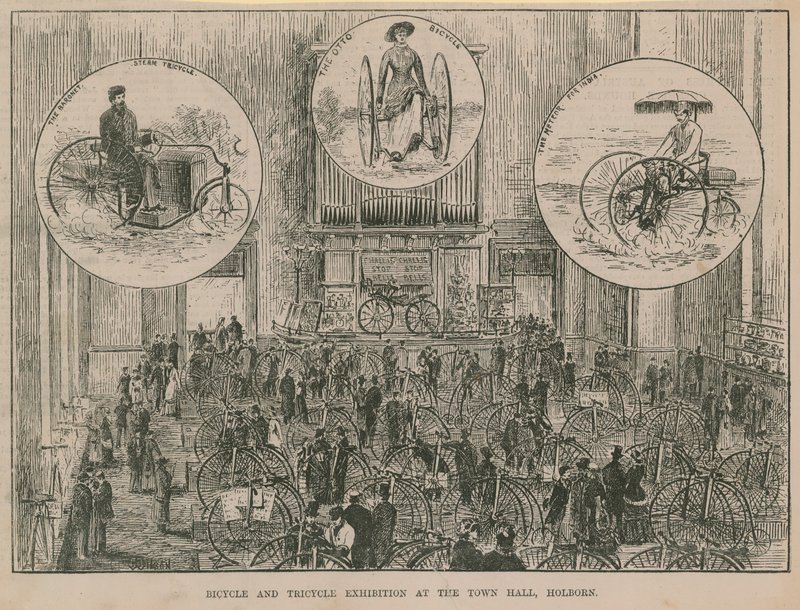 Exposition de vélos et tricycles à la mairie de Holborn - English School