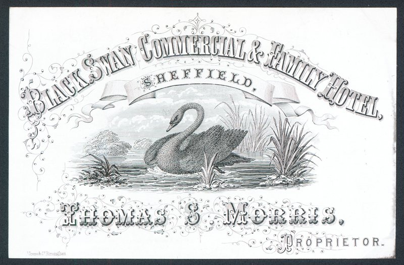 Black Swan Commercial & Family Hotel, Sheffield, carte de visite - English School