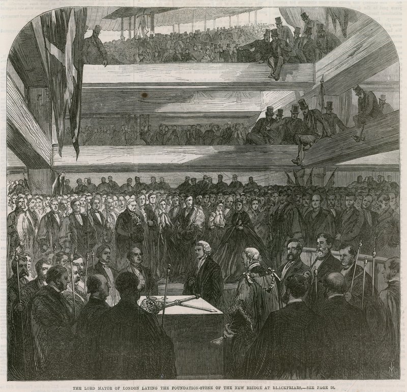 Pont de Blackfriars. Cérémonie de pose de la première pierre, 20 juillet 1865 - English School