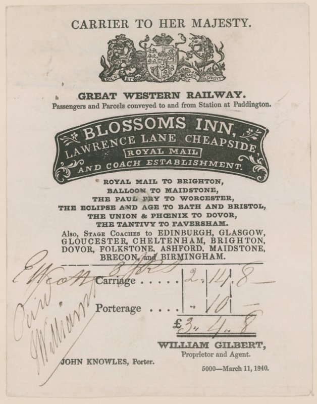 Blossoms Inn, Lawrence Lane, Cheapside, Bill - English School
