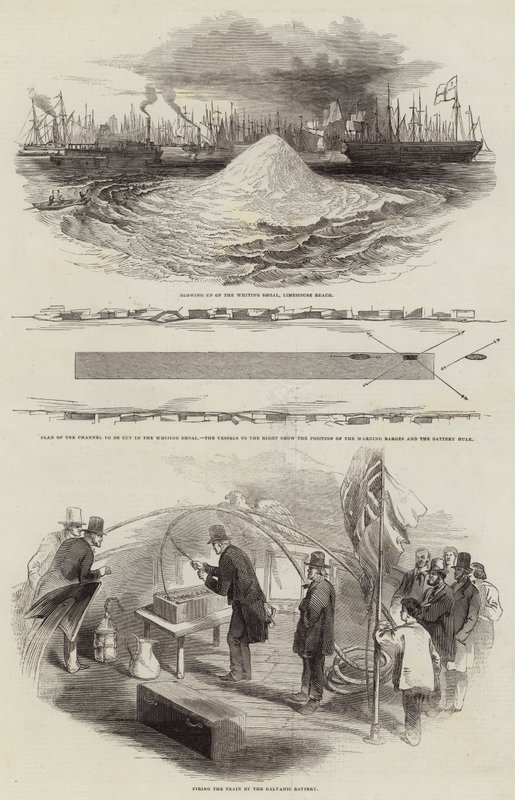 Explosion du banc de sable Whiting à Limehouse Reach - English School