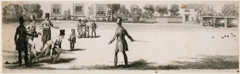 Jeu de boules pendant la Régence dans un jardin de plaisance non identifié - English School