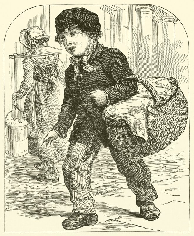 Garçon avec panier (gravure) - English School