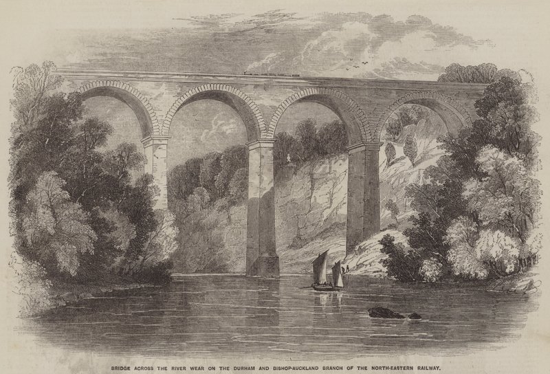 Pont sur la rivière Wear sur la branche Durham et Bishop-Auckland du chemin de fer du Nord-Est - English School