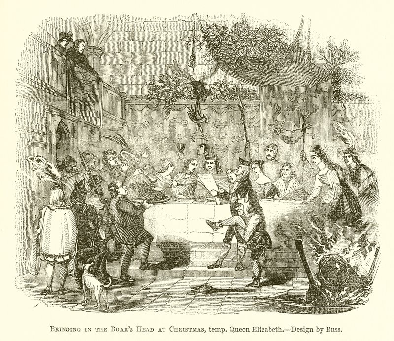 Apport de la tête de sanglier à Noël, époque de la reine Élisabeth - English School