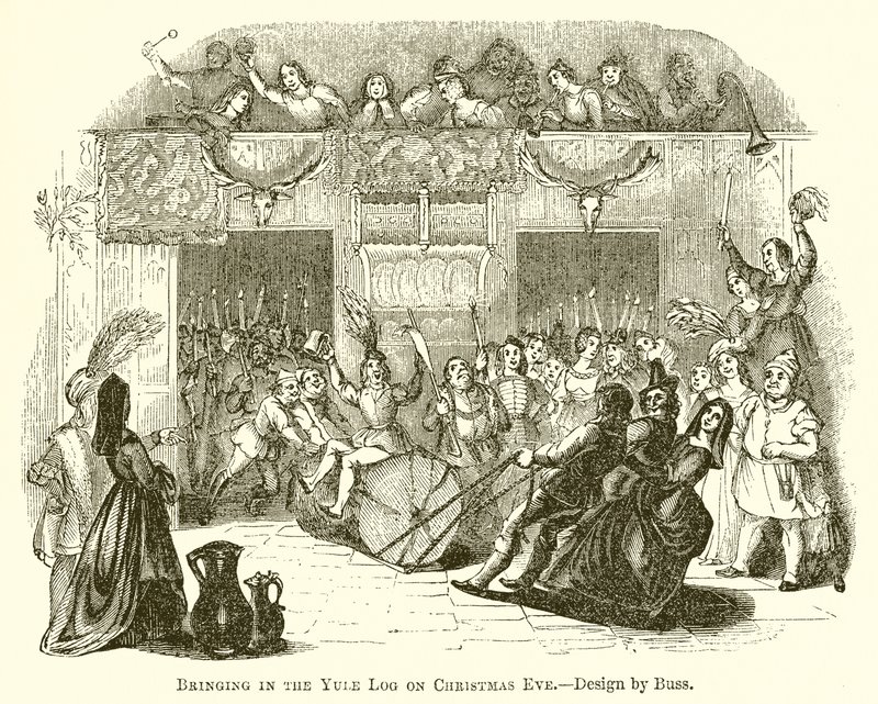 Apport de la bûche de Noël la veille de Noël - English School