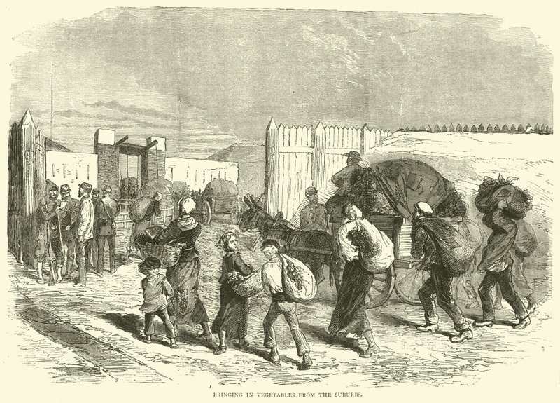 Apport de légumes des banlieues, octobre 1870 - English School