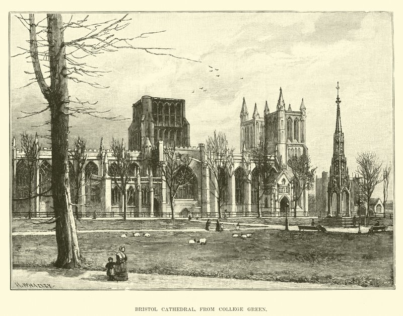 Cathédrale de Bristol, depuis College Green - English School