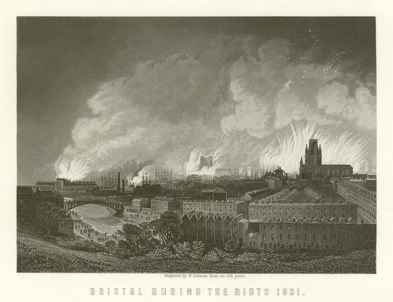 Bristol pendant les émeutes de 1831 - English School