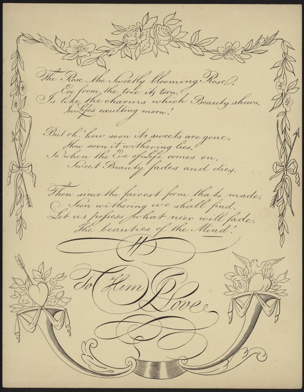 Carte de Saint-Valentin britannique avec des vers - English School