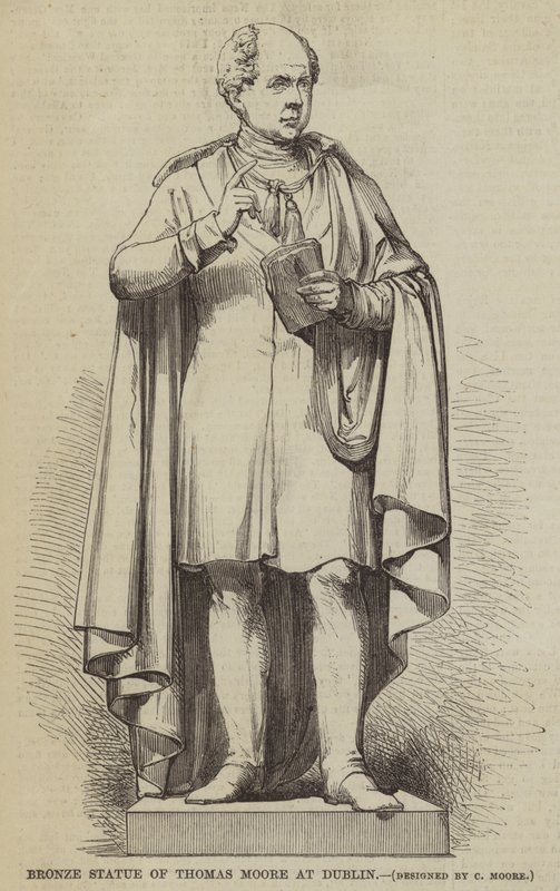 Statue en bronze de Thomas Moore à Dublin (gravure) - English School