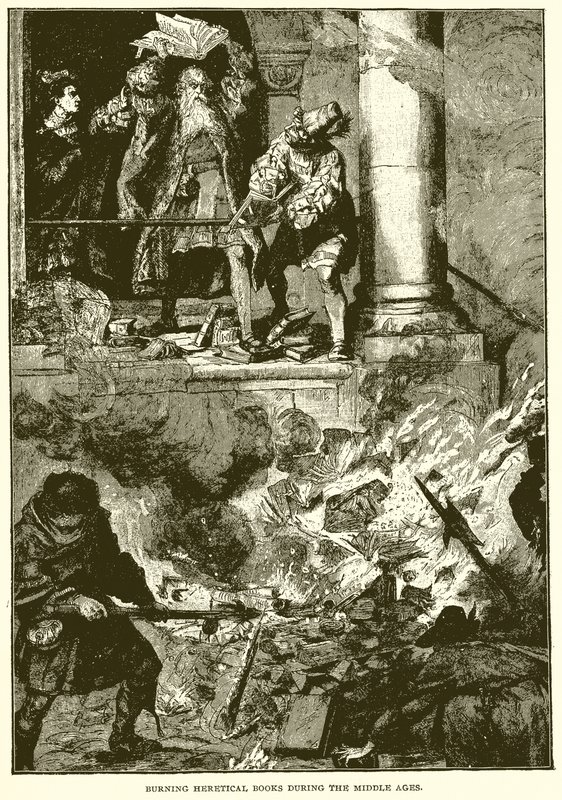 Brûlage de livres hérétiques au Moyen Âge - English School