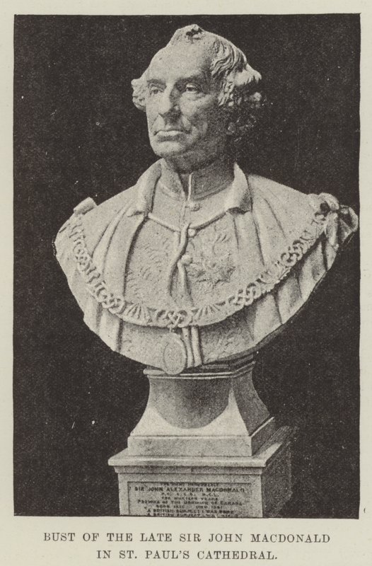 Buste du défunt Sir John Macdonald dans la cathédrale Saint-Paul (gravure) - English School