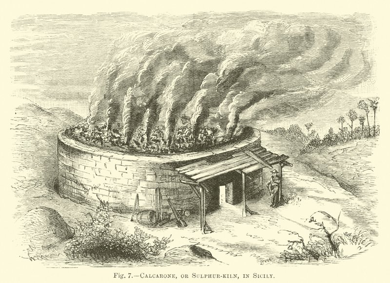 Calcarone, ou four à soufre, en Sicile - English School