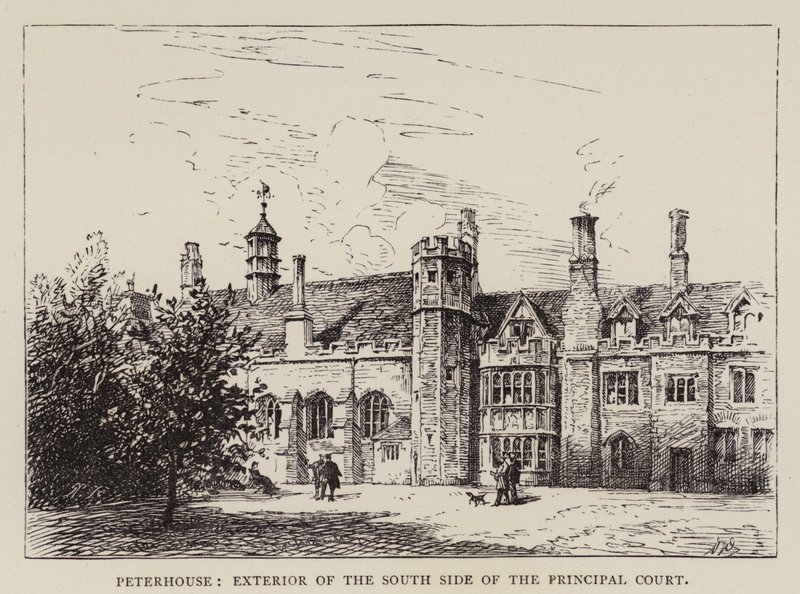 Cambridge : Peterhouse, Extérieur du côté sud de la cour principale - English School