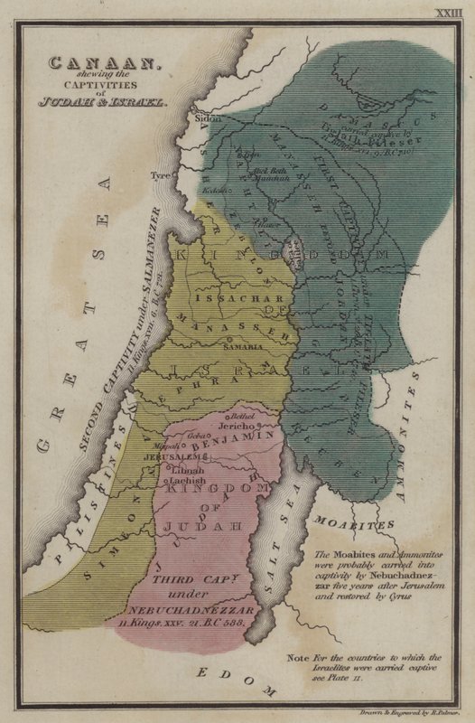 Canaan, montrant les captivités de Juda et d