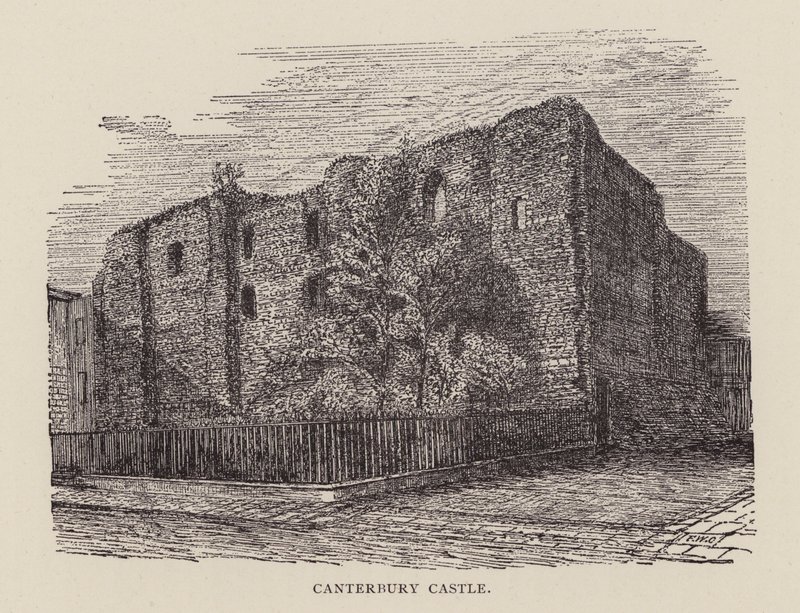 Canterbury : Château de Canterbury (lithographie) - English School
