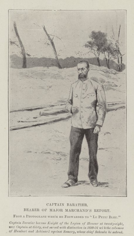 Capitaine Baratier, porteur du rapport du Major Marchand (lithographie) - English School