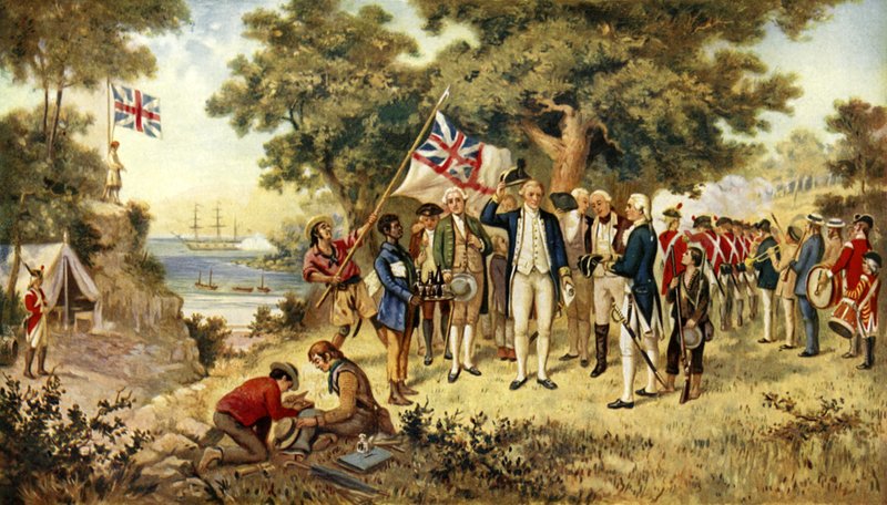 Le capitaine Cook prenant possession de la Nouvelle-Galles du Sud, 1770 - English School