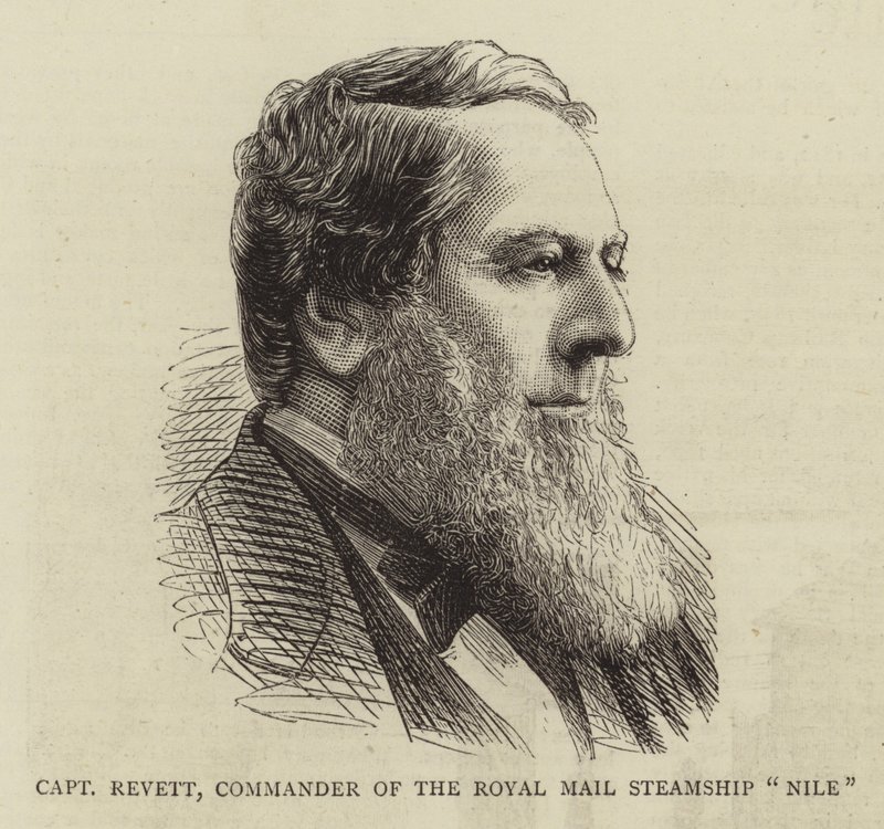 Capitaine Revett, commandant du paquebot royal "Nile" (gravure) - English School