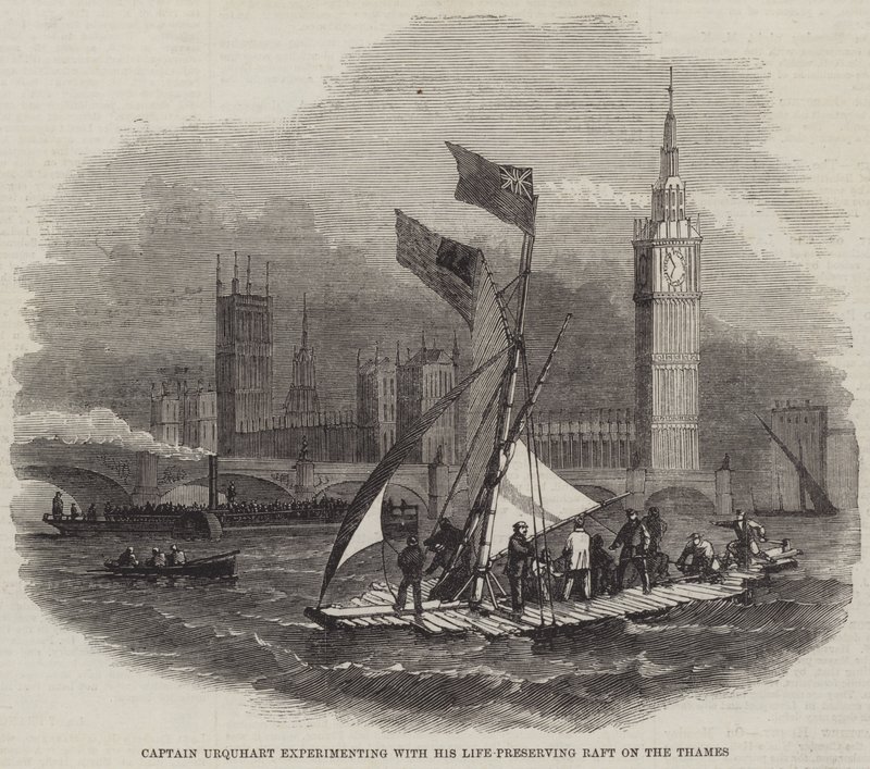 Radeau de sauvetage du capitaine Urquhart (gravure) - English School
