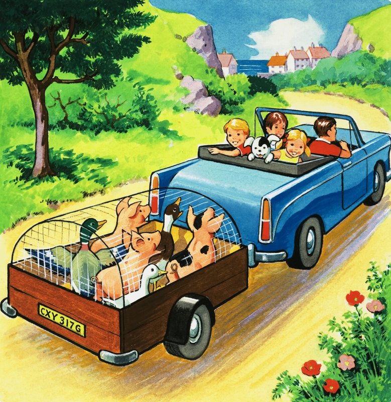 Voiture tirant une remorque d