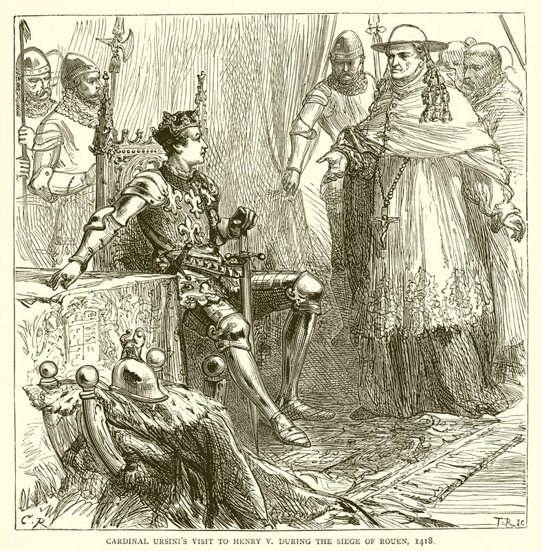 Visite du cardinal Ursini à Henri V pendant le siège de Rouen, 1418 - English School