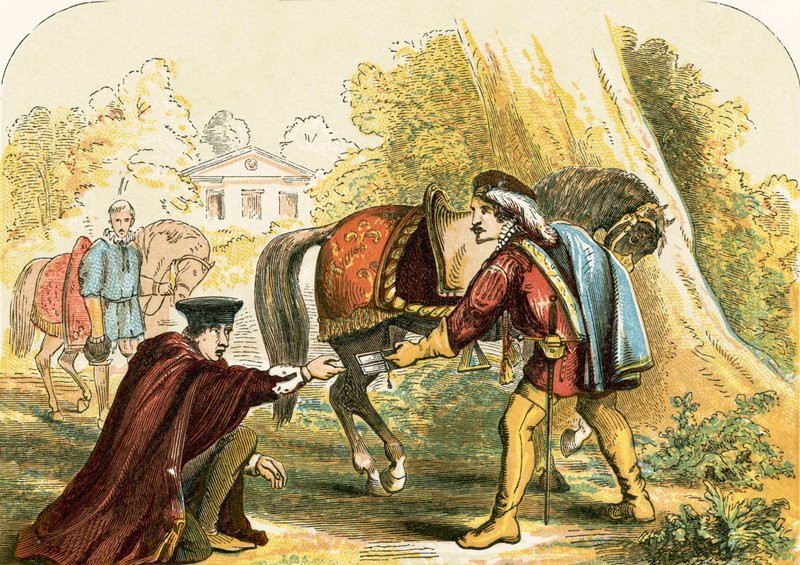 Le cardinal Wolsey et le messager du roi - English School